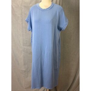 Corinne Soft Blue Modal Shift Dress Made in USA Short Sleeve L